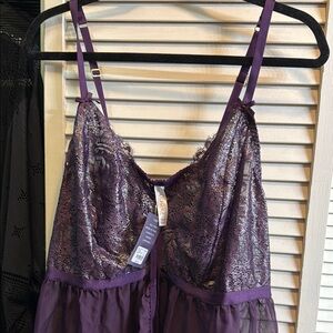 Cacique Purple Lace Chemise with Delicate Straps